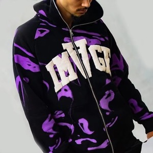 Sweat-shirt à capuche streetwear pour homme avec logo personnalisé, en molleton de coton surdimensionné, imperméable, respirant, avec poches, conception OEM - Product Image 5