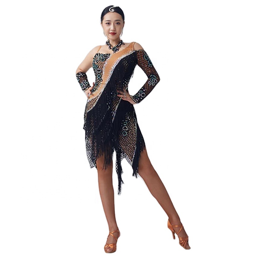 L-2033 Latin Dance Dress for Women - Customized Rumba Competition Costume with Tassels - Perfect for Latin Dance Performances L-2033 Latin Dance Dress for Women - Customized Rumba Competition Costume with Tassels - Perfect for Latin Dance Performances