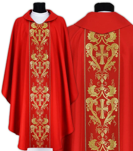 Semi-gothic Jacquard Fabric With Gold Banding Chasuble 2026 Custom Made New Design High Quality Embroidered Chasuble - Product Image 6