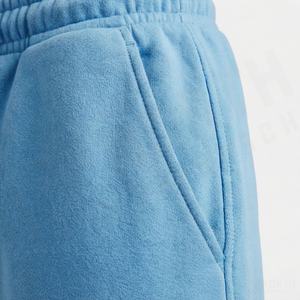 Shorts en coton personnalisés pour hommes, style streetwear, écologiques, effet délavé soleil, délavé à l'acide, en molleton épais, avec appliqué vieilli - Product Image 5