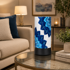 Blue Floral Ceramic Table <b>Lamp</b> <b>USB</b> Powered Warm LED Bedside Night Light Decorative Accent <b>Lamp</b> for Bedroom Living Room Office - Product Image 2