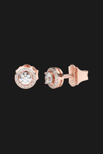Pendientes de Lujo con Moissanita Redonda y Halo, Plata 925 con Baño de Rodio, Clásicos y Brillantes, Joyería Elegante para Regalo - Product Image 3