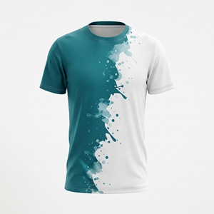 T-shirt de sport personnalisé pour homme, imprimé par sublimation bicolore, coton et polyester, couleur unie, pour la gym, le fitness et les activités sportives - Product Image 3