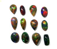 Lote de Gemas Sueltas de Ópalo Negro Etíope Natural, Formas Mixtas, Cabujón, 7-16 mm, Certificado IGI, para Joyería