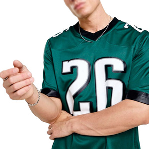 Maillot de football américain unisexe vert uni en polyester pour hommes, respirant, coupe athlétique, impression de numéro personnalisée, uniforme d'équipe USA - Product Image 3