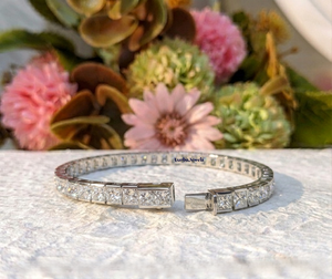 Bracelet Tennis Unisexe Hip Hop en Or Plaqué Or 14 carats avec Diamants de Laboratoire Carrés Maître-œuvre Taille Princesse 4*4 mm - Product Image 3