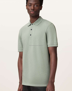 Chemise pour homme en coton 100% tricoté, tissé, uni, respirant, style golf avec logo brodé - Product Image 1