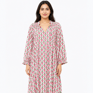 Beautiful floral Cotton Block Printed dress Dress For Casual wear Hand Block Printed Dress - Product Image 1