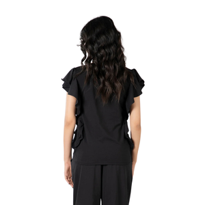 Camiseta de Verano para Mujer, de Manga Corta, con Volantes, Lisa, de Algodón Teñido, Informal, con Logotipo Personalizado, Suave y Transpirable - Product Image 2