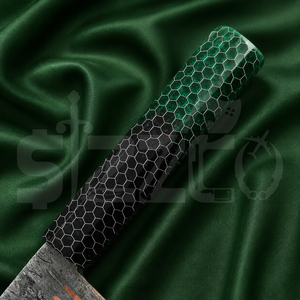 OEM Custom Copper Damascus Steel Brisket Slicing Knife Handmade <b>BBQ</b> Meat Carving Chef Knife Honeycomb Resin Handle Ideal Gift - Product Image 3