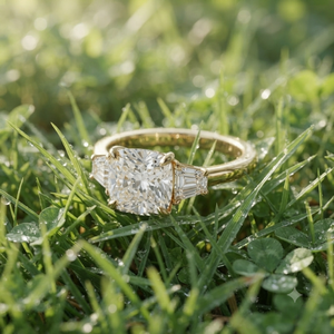 Women's 10K Solid Gold Three Stones Moissanite <b>Diamond</b> Engagement <b>Ring</b> Trendy Design for Wedding Bridal Anniversary Celebrations - Product Image 4