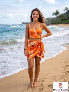 Pareo Hawaiano de Satén Premium con Diseño Floral de Puntos, Ligero, para Playa, Verano, Personalizable OEM ODM - Product Image 4