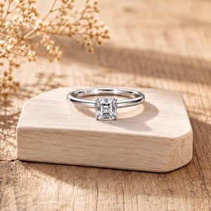 แหวนเพชรหมั้นเพชรแท้เพาะเลี้ยงทรง Asscher 1 กะรัต และทรงกลม 0.06 กะรัต ได้รับการรับรองจาก IGI ตัวเรือนทองคำแท้ 10K 14K 18K สี E - Product Image 3