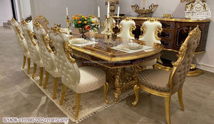 Ensemble de table à manger sculptée à la main en style français, meubles de salle à manger en polissage platine, ensemble de salle à manger sculptée à la main en style italien - Product Image 2