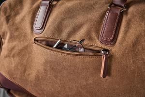 Sac de voyage en toile et cuir à fermeture éclair, sac de week-end, sac de sport LCTB-0079 - Product Image 6