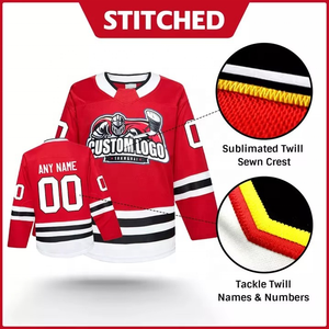 2025 maillot de hockey sur glace imprimé par transfert de chaleur unisexe personnalisé uniforme sur mesure pour adultes 100% polyester antibactérien à séchage rapide - Product Image 2