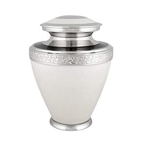 Urnes de crémation blanches au Design argenté classique, fournitures de funérailles en métal de haute qualité pour les cendres humaines à faible coût - Product Image 1
