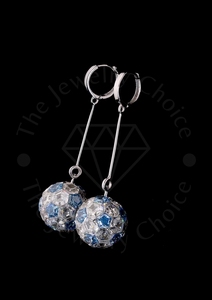 Juego de Joyería con Colgante y Pendientes de Diamantes de Laboratorio con Corte Hexagonal de 55 CT, Oro Blanco de 14K, Engaste Invisible Brillante Azul Blanco - Product Image 3