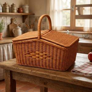 Cesta de mimbre artesanal para pícnic - Product Image 3