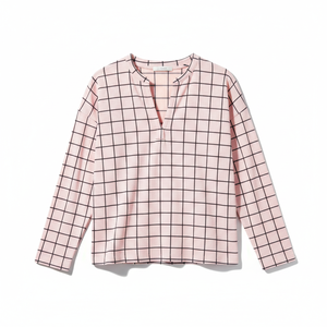 REAC READY INDUSTRY Chemise élégante à rayures roses à manches longues pour femme, 100% coton, tissu jersey respirant décontracté - Product Image 1