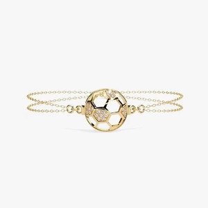Iced Out Moissanite <b>Bracelet</b> Gold Plated Soccer Ball Design Diamond <b>Bracelet</b> 925 Silver <b>Adjustable</b> Sporty <b>Bracelet</b> For Women - Product Image 1