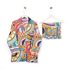 ชุดนอนผ้าฝ้ายแท้สำหรับฤดูร้อน ชุดนอนผู้หญิงหลากสี ชุดสามชิ้น ลายดอกไม้ ทำมือ - Product Image 2