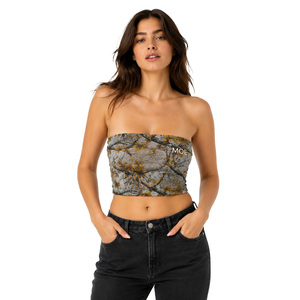 Strapless <b>Crop</b> <b>Top</b> With Plant Print women's shirt Breathable Knitted Tank <b>Top</b> Spring Summer Casual Wear Front Custom Logo Design - Product Image 1