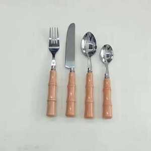 Stainless Steel & Resin <b>Silver</b> Plated Mirror Polish Eco-Friendly Long Handle Wedding Cutlery <b>Set</b> - Product Image 2