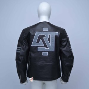 Blouson Bomber en Cuir Véritable pour Homme avec Logo Artistique, Fermeture Éclair sur le Devant, Col Montant, Style Moto, Vêtement d'Automne pour Homme, Imperméable et Respirant pour le Printemps - Product Image 2