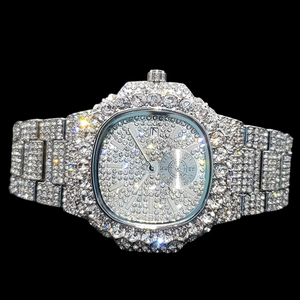 Luxury Vintage Analog Diamond Moissanite <b>Watches</b> High Quality Quartz Movement Stainless Steel <b>Case</b> Crystal Best Selling Indian - Product Image 5