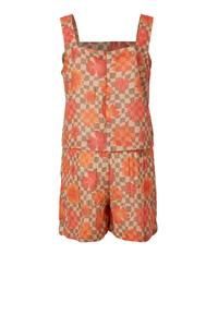 Ensemble coordonné deux pièces en coton et jute orange à motifs floraux pour femme, de qualité supérieure, confortable et doux, idéal pour la plage, disponible à la vente. - Product Image 3