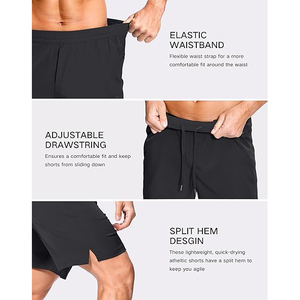 Pantalones Cortos Deportivos Negros de Secado Rápido para Hombre, con Bolsillos, Cintura Elástica, Corte Bermuda, Estilo Deportivo Informal - Product Image 4