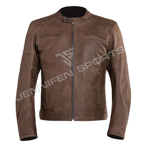 Chaqueta de Motociclista Personalizada para Hombre, de Piel de Cabra de Primera Calidad, Totalmente Curtida Vegetalmente, con Cuello Camisero y Cierre de Cremallera - Product Image 1
