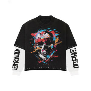 เสื้อยืดโอเวอร์ไซส์พิมพ์ลายสกรีนตามสั่ง ดีไซน์ประดับเพชร แต่งยับแบบทำสีเอซิด ลายกราฟิก ผ้าฝ้าย สำหรับผู้ชาย - Product Image 2