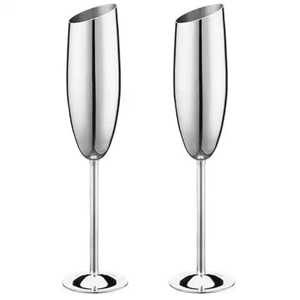 Skies Trader Lot de 2 verres à vin en acier inoxydable finition satinée, incassables, argent mat, faits à la main, modernes, pour mariage - Product Image 2