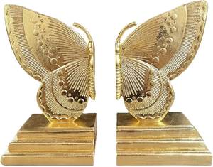Juego de 2 sujetalibros de metal con diseño de mariposa dorada, decorativos para estantería, hogar u oficina. - Product Image 3