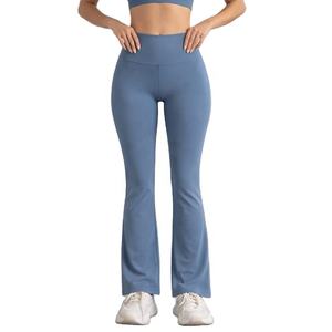 Flare Women Solid Yoga <b>Leggings</b> Elastic Waist High Waist Workout Pants for Yoga Gym and Casual Lounge Wear - Product Image 3