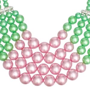 Ensemble collier et boucles d'oreilles en perles roses et vertes pour femme, bijoux fantaisie à grosses perles, collier tendance, accessoire de fête, cadeau - Product Image 6