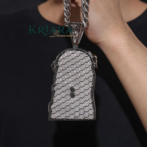 Pendentif visage de Jésus cultivé en laboratoire avec couronne d'épines, or blanc, diamant, religieux, pour homme, diamant de laboratoire taille brillant rond - Product Image 5