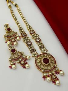 Parure de collier en alliage de laiton artificiel style Kundan, ethnique indienne, pour fiançailles, imitation plaqué rhodium, pour femme, mariage, anniversaire - Product Image 2