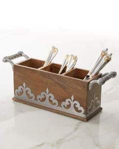 Nuevo Cesto Cuadrado de Madera Ecológico y Duradero para Cubiertos y Vajilla, Ideal para Restaurantes y Hoteles - Caddy Craftera Exporta - Product Image 1