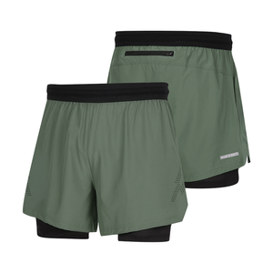 Pantalones Cortos Deportivos 2 en 1 de Secado Rápido para Hombre, Transpirables, con Banda Elástica, Bolsillo Trasero, para Entrenamiento - Product Image 2