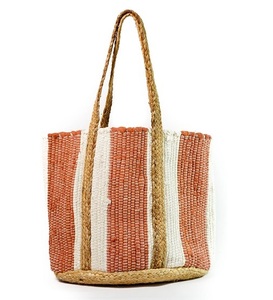 Sac fourre-tout en jute à rayures géométriques pour femme, style bohème, pour l'été, la plage, les voyages, le shopping, écologique, ouvert, à porter à l'épaule, léger et durable - Product Image 1