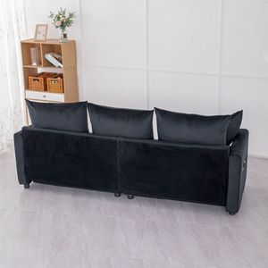 Divano Moderno in Velluto Nero da 82 Pollici, Design Contemporaneo, Facile Montaggio, Arredamento per Soggiorno con Divano Componibile Bicolore - Product Image 4