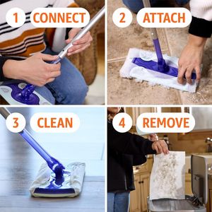 Kit per la pulizia di pavimenti bagnati e asciutti Basics: 1 manico e 10 panni, confezione da 1, panni resistenti per la pulizia a umido e a secco - Product Image 3