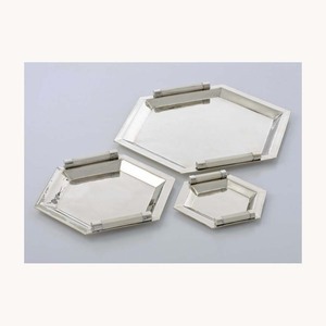 Plateau de service élégant en acier inoxydable de qualité supérieure pour thé et café, nouvelle arrivée, plateau personnalisé pour la présentation de nourriture, desserts et dattes, pour l'hôtellerie - Product Image 2