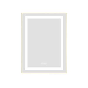 Specchio da Bagno a LED da Parete 24 x 30 Pollici con Cornice in Alluminio, Retroilluminazione e Illuminazione Frontale, Anti-Appannamento, Memoria, 3 Funzioni Specchio Vanity - Product Image 1