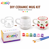 Набор для росписи керамической кружки Xinwee Aesthetic DIY с вишневым узором для девочек, вирусный тренд TikTok, набор для творчества в стиле кокетки, подарок на день рождения