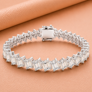 Luxury Emerald Cut Diamond Tennis Bracelet for Women Iced Gold Silver Rose Gold Wedding Party Jewelry <b>Gift</b> VVS1-VVS2 Clarity IGI - Product Image 1