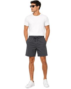 Shorts de bain pour hommes gris anthracite, décontractés, à séchage rapide, avec taille élastique et cordon de serrage, légers, pour la plage et les vacances - Product Image 1